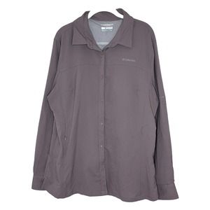 Columbia Omni Shield Women’s Button Front Roll Tab Pullover Top Purple Sz 1X